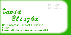 david bliszka business card